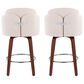 LumiSource Dahlia Swivel Counter Stool with Cream Fabric Upholstery in Walnut and Chrome (Set of 2), , large