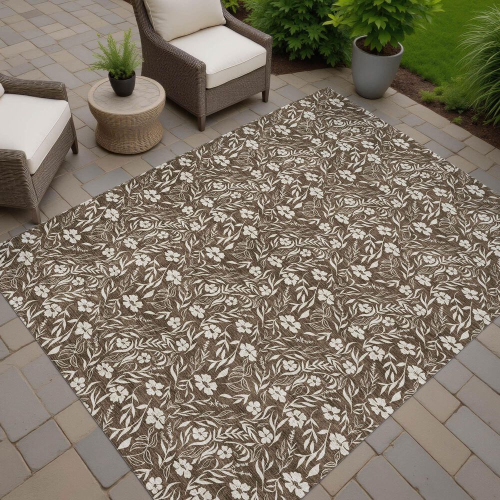 Dalyn Rug Company Soft Essentials Floral Chocolate 9' x 12' Indoor/Outdoor Area Rug, , large