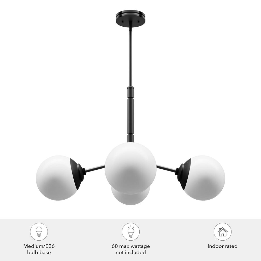 Hunter Hepburn 4-Light Chandelier in Matte Black, , large