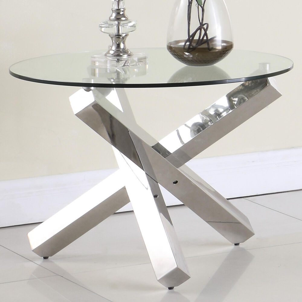 Monroe Round End Table in Stainless Steel, , large