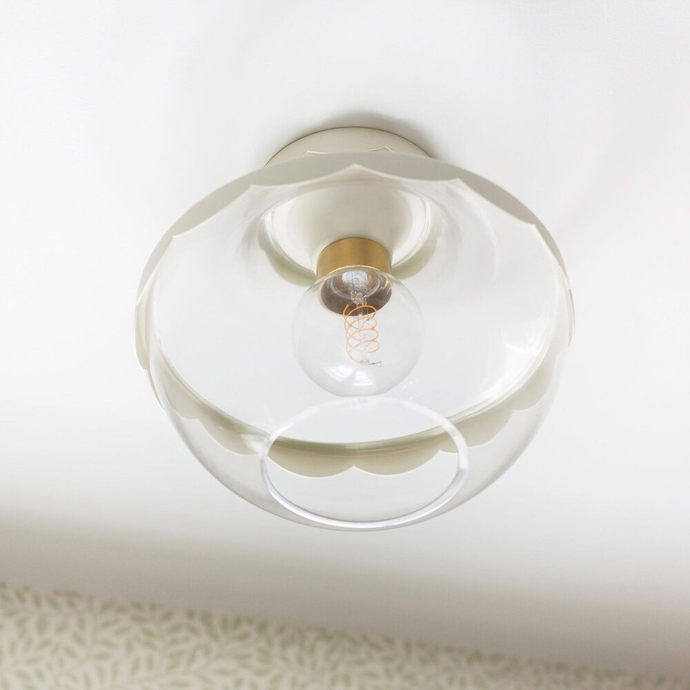 Mitzi Lighting Alaina 1-Light Semi-Flush with Soft Cream Shade in Aged Brass, , large
