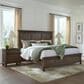 Riva Ridge Oxford California King Panel Storage Bed with Two Nightstands in Cocoa with AC Outlets and USB Ports, , large