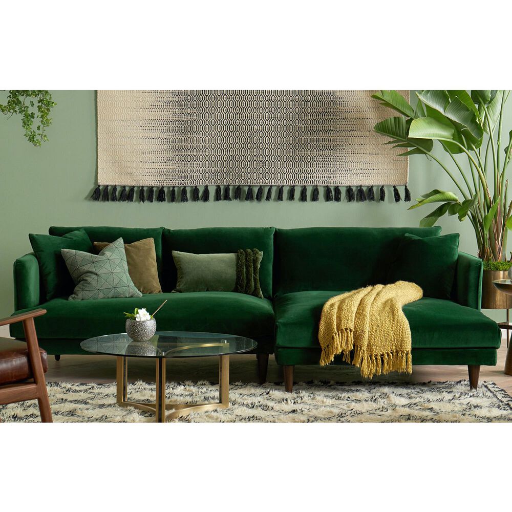 Joybird Lewis 2-Piece Right Facing Sectional in Royale Evergreen Velvet, , large