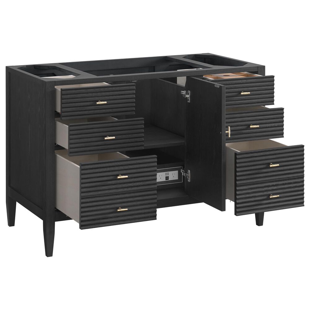James Martin Vanities Myrrin 48&quot; Vanity in Carbon Oak with 3 cm Arctic Fall Solid Surface Top, , large