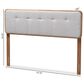 Baxton Studio Palina Queen Headboard with Light Grey Upholstered in Walnut Brown, , large