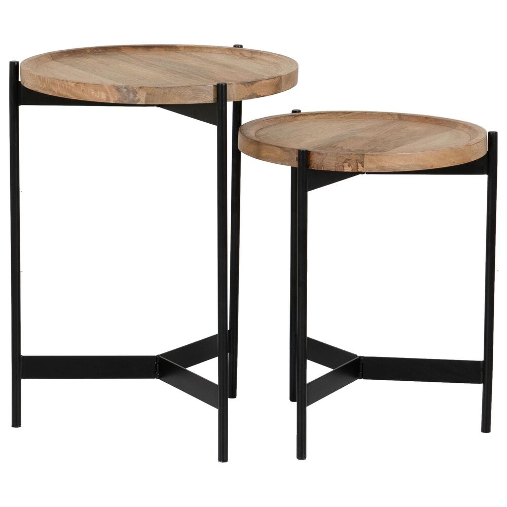 Linon Home Decor Evanston 2-Piece Nesting Table Set in Natural and Black, , large