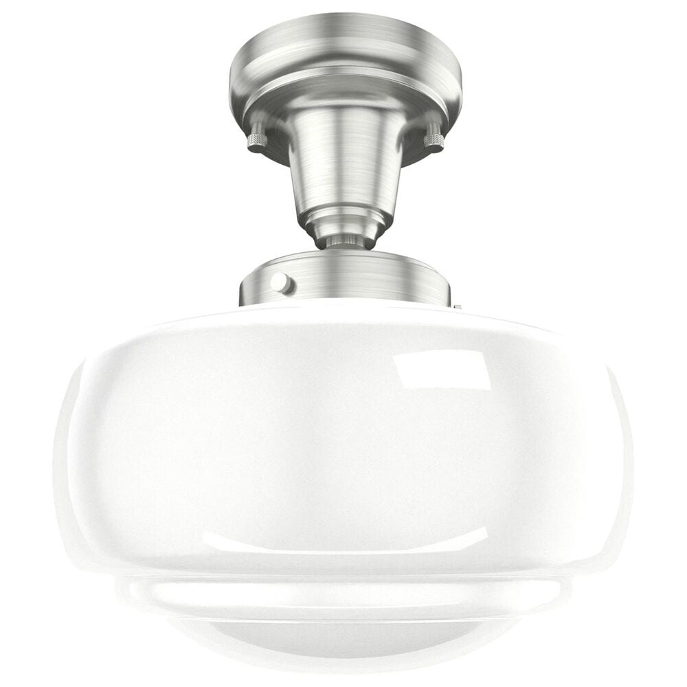 Hunter Saddle Creek 10&quot; 1-Light Pendant with White Shade in Brushed Nickel, , large
