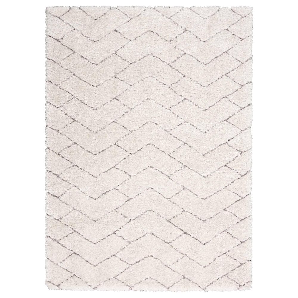 Nourison Dreamy Shag 7"10" x 9"10" Ivory and Grey Area Rug, , large