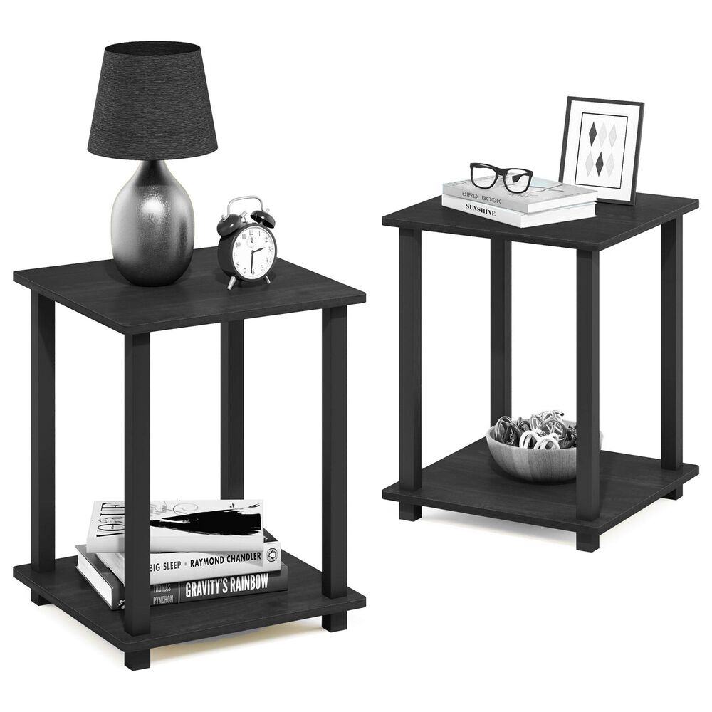 HOMLUX 2-Tier End Table in Espresso and Black (Set of 2), , large
