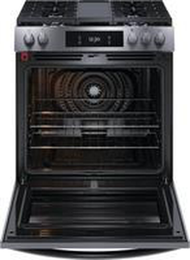 Frigidaire Gallery 30" Front Control Gas Range with Total Convection in Black Stainless Steel, , large