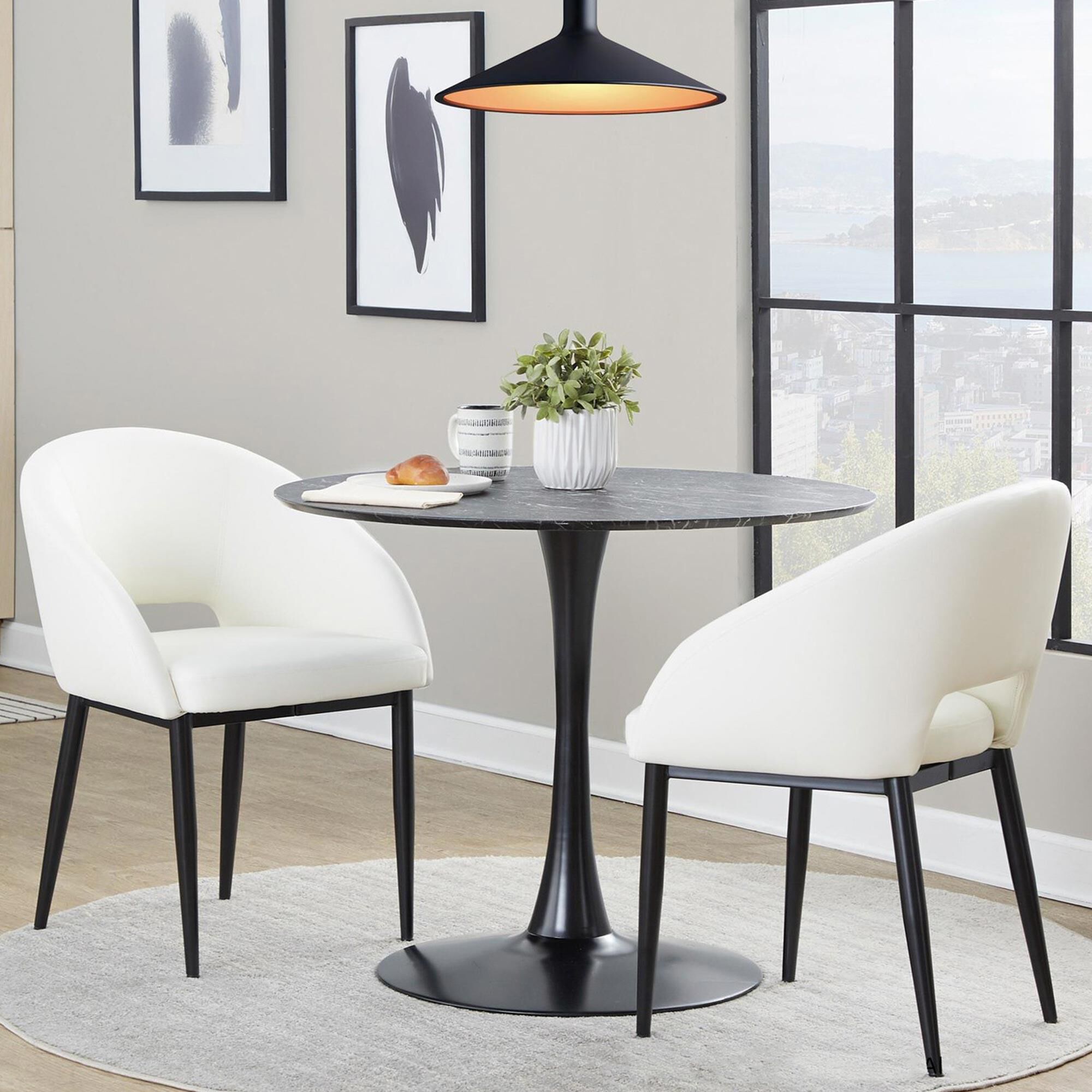 LumiSource Renee Upholstered Contemporary Chair in Black Metal and