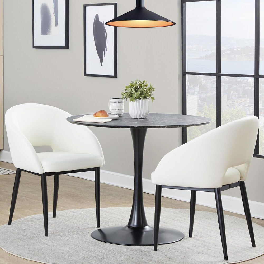 LumiSource Renee Upholstered Contemporary Chair in Black Metal and White Faux Leather by LumiSource, , large
