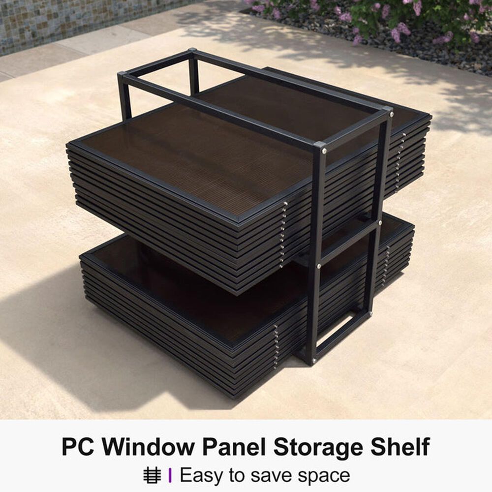 HOMLUX 12' x 14' Outdoor Hardtop Sunroom Gazebo with Aluminum Frame in Black, , large