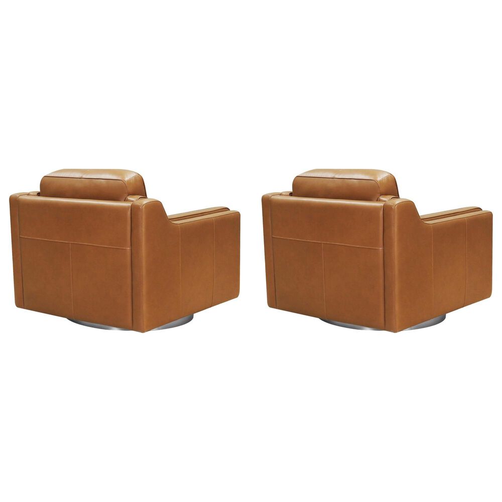 Hydeline Bella Swivel Chair in Cognac Brown (Set of 2), , large
