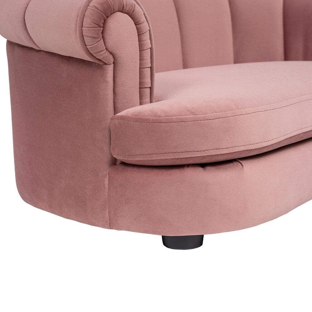 Jennifer Taylor Home Halle 35.5" Rolled-Arm Dog Bed with Channel-Tufted Back in Ash Rose Pink, , large