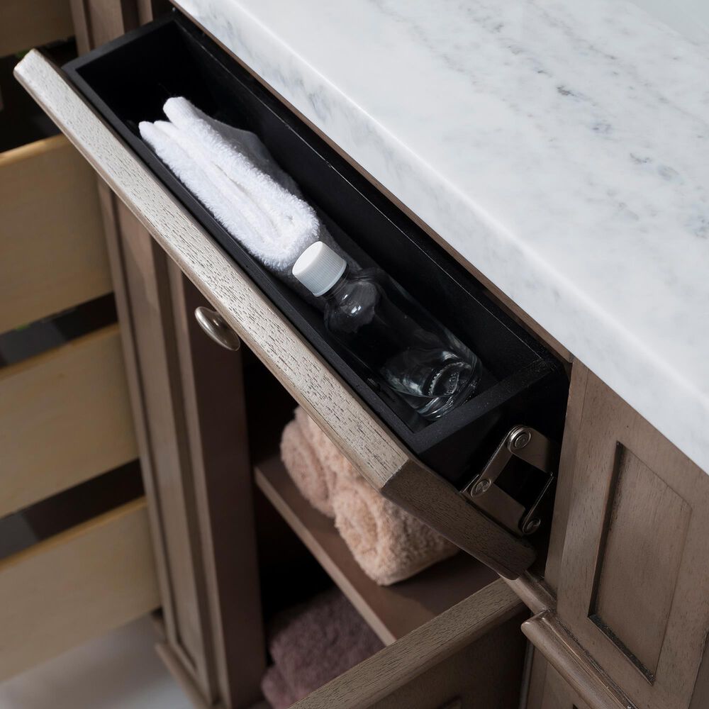 James Martin Vanities Bristol 60&quot; Double Bathroom Vanity in Whitewashed Walnut with 3 cm Arctic Fall Solid Surface Top and Rectangle Sinks, , large
