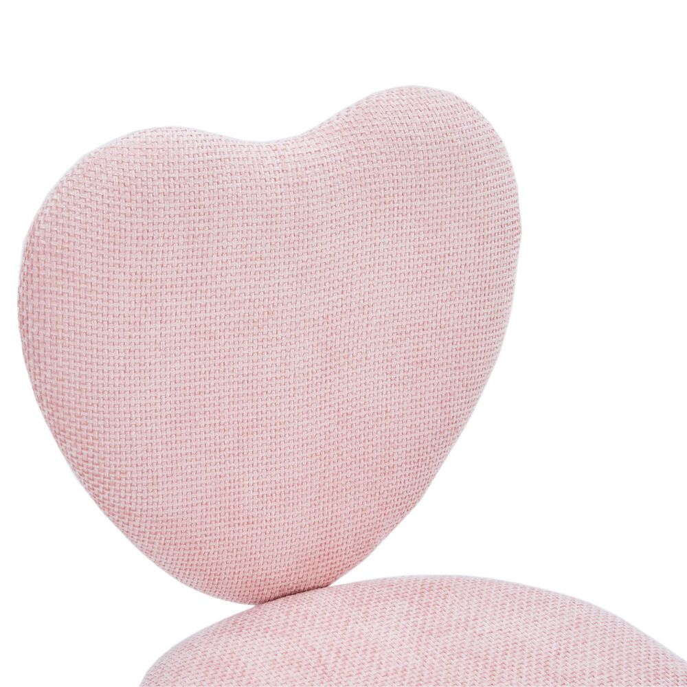 Impressions Vanity Heart Linen Swivel Vanity Chair with Pink Cushion in Matte Silver, , large