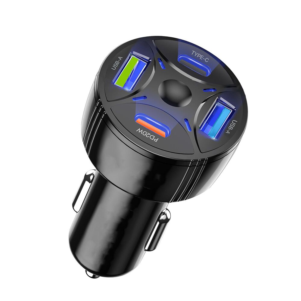 POM Gear 4-Port Car Charger in Black, , large