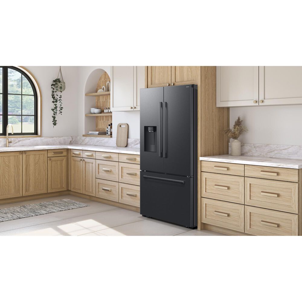 Samsung Bespoke AI 29 Cu. Ft. French Door Refrigerator with Zero Clearance Fit and Sphere Ice in Matte Black Steel, , large