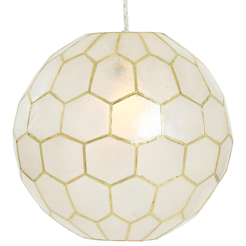 Creative Coop Simone 12" Pendant with Pearly White Shade in Antique Gold, , large