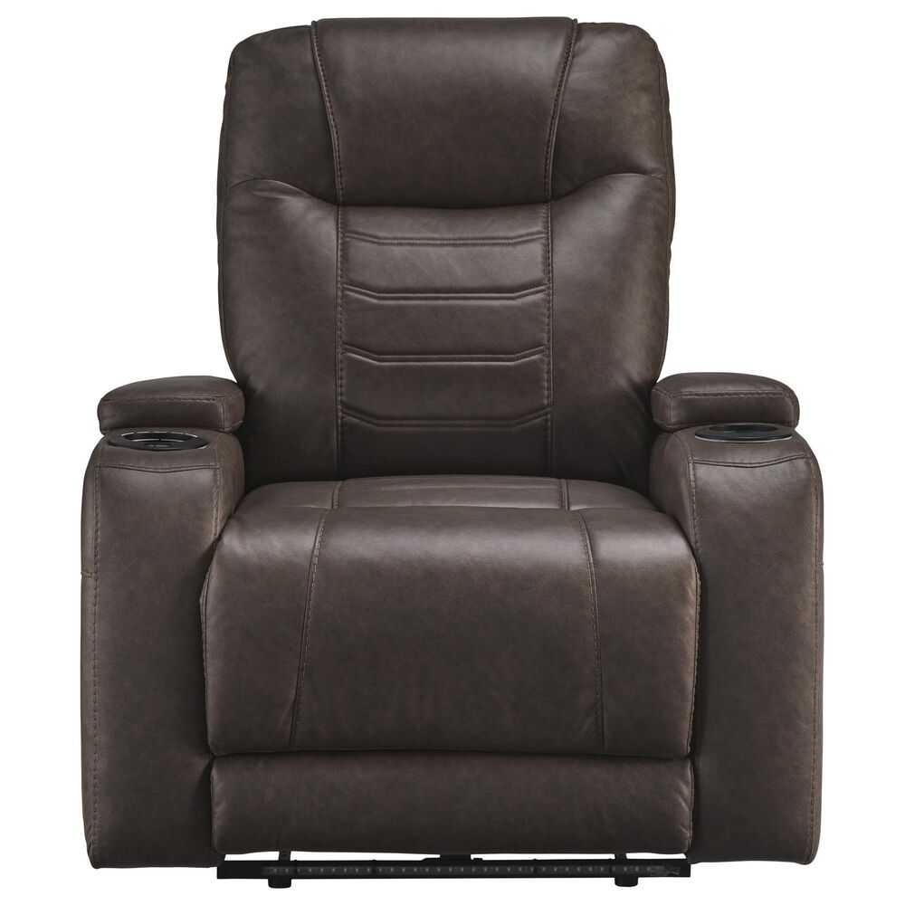 Ashley Schooner Rocks Power Recliner with Adjustable Headrest in Umber, , large