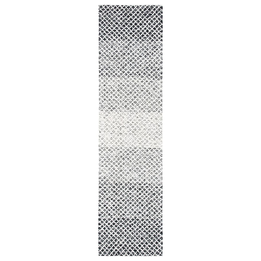 Safavieh Micro-Loop 2"3" x 9" Black and Ivory Runner, , large