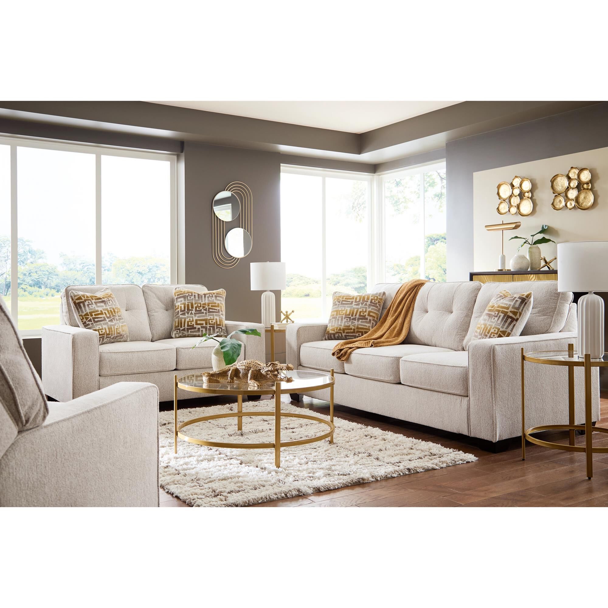 Ashley Pearlox 3-Piece Occasional Table Set in Gold