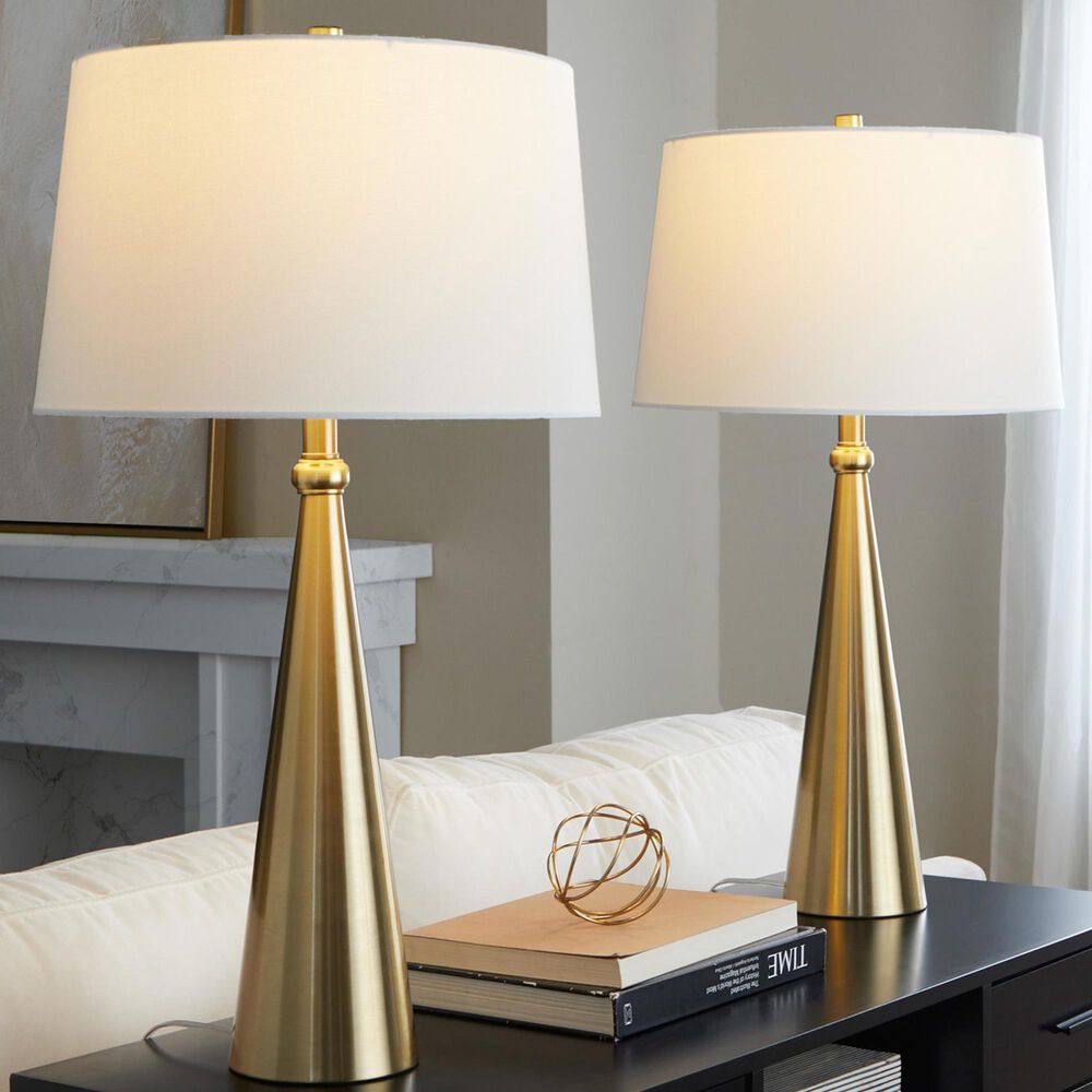 LumiSource Cone Metal Table Lamp in Gold (Set of 2), , large