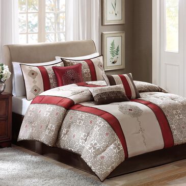 Hampton Park Donovan 7-Piece Queen Comforter Set in Red, , large