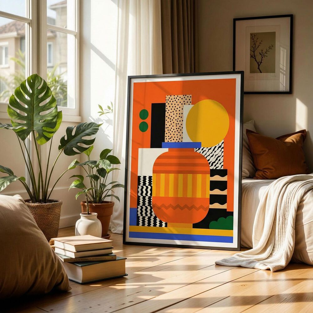 HOMLUX 24" x 18" Geometric Canvas Art in Multicolor, , large