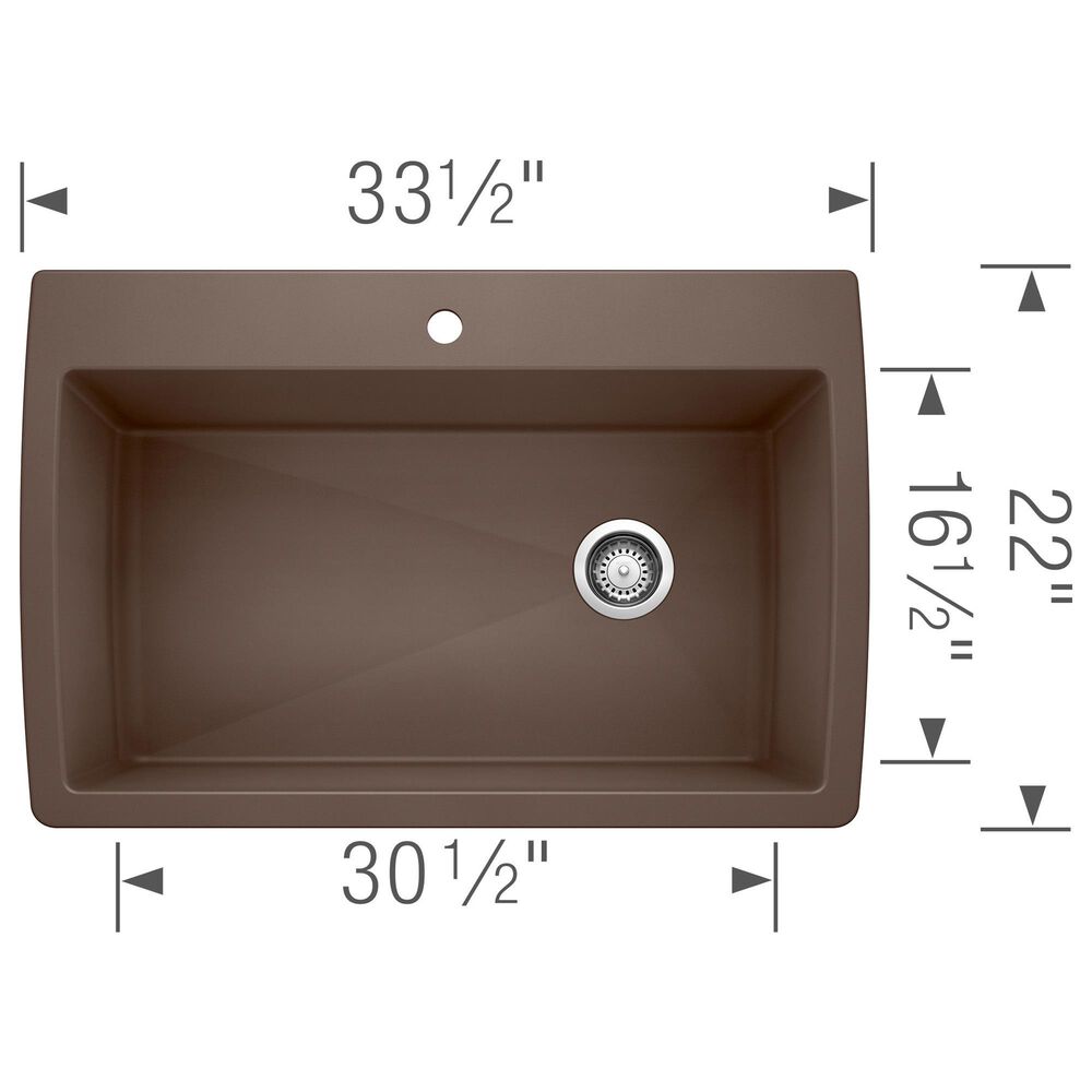 Blanco Diamond 34&quot; Super Single Dual Mount Kitchen Sink in Cafe, , large