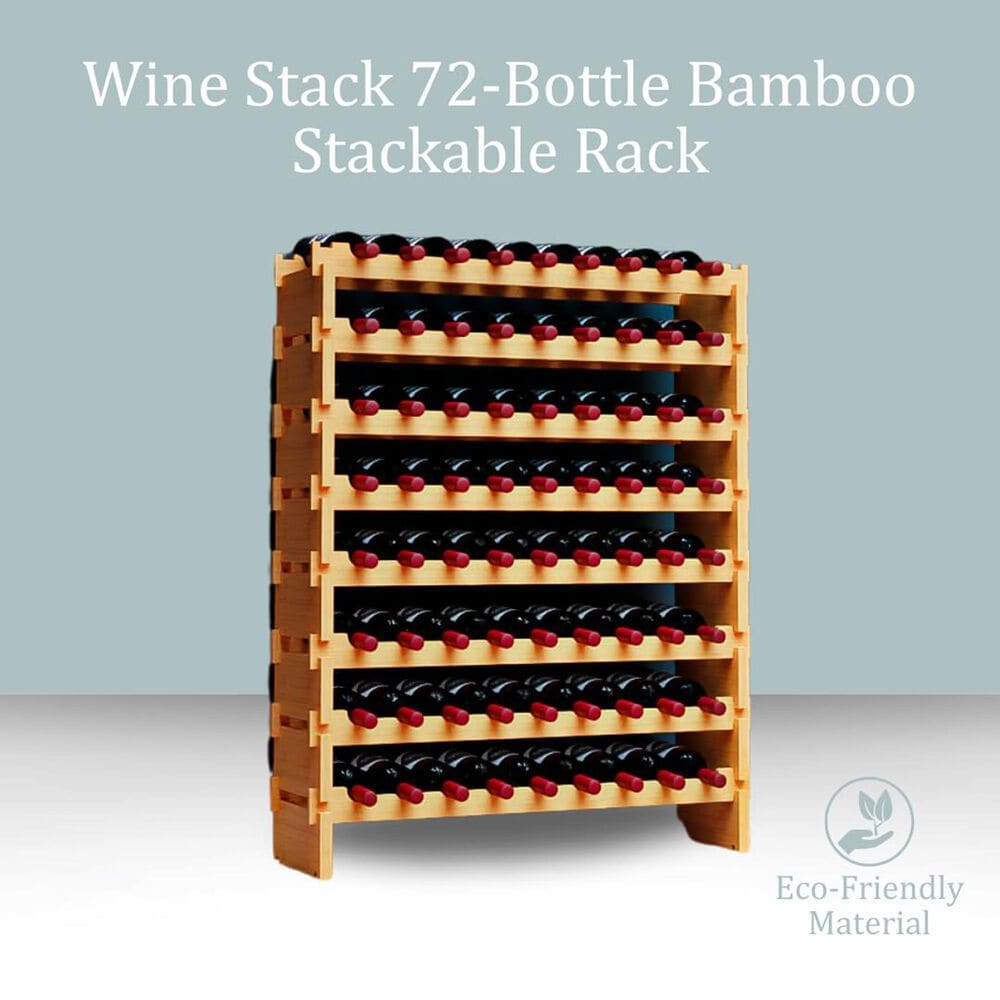 HOMLUX 72-Bottle Bamboo Stackable Modular Wine Rack in Natural, , large