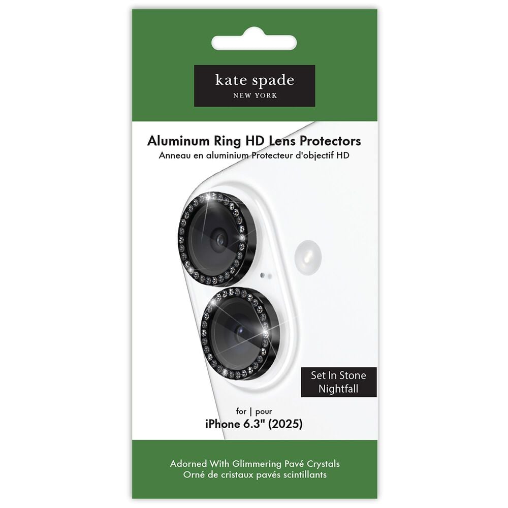 Kate Spade Aluminum Ring Camera Lens Glass Protector for Apple iPhone 17 Set in Stone Nightfall, , large