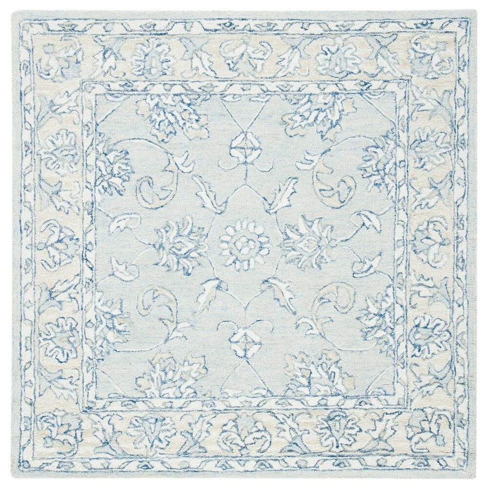 Safavieh Micro-Loop 7" Square Blue and Beige Area Rug, , large