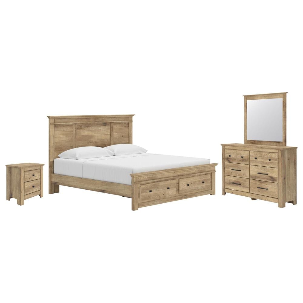 Ashley Makidern 4-Piece King Storage Bedroom Set with Two Drawers in Natural Brown, , large