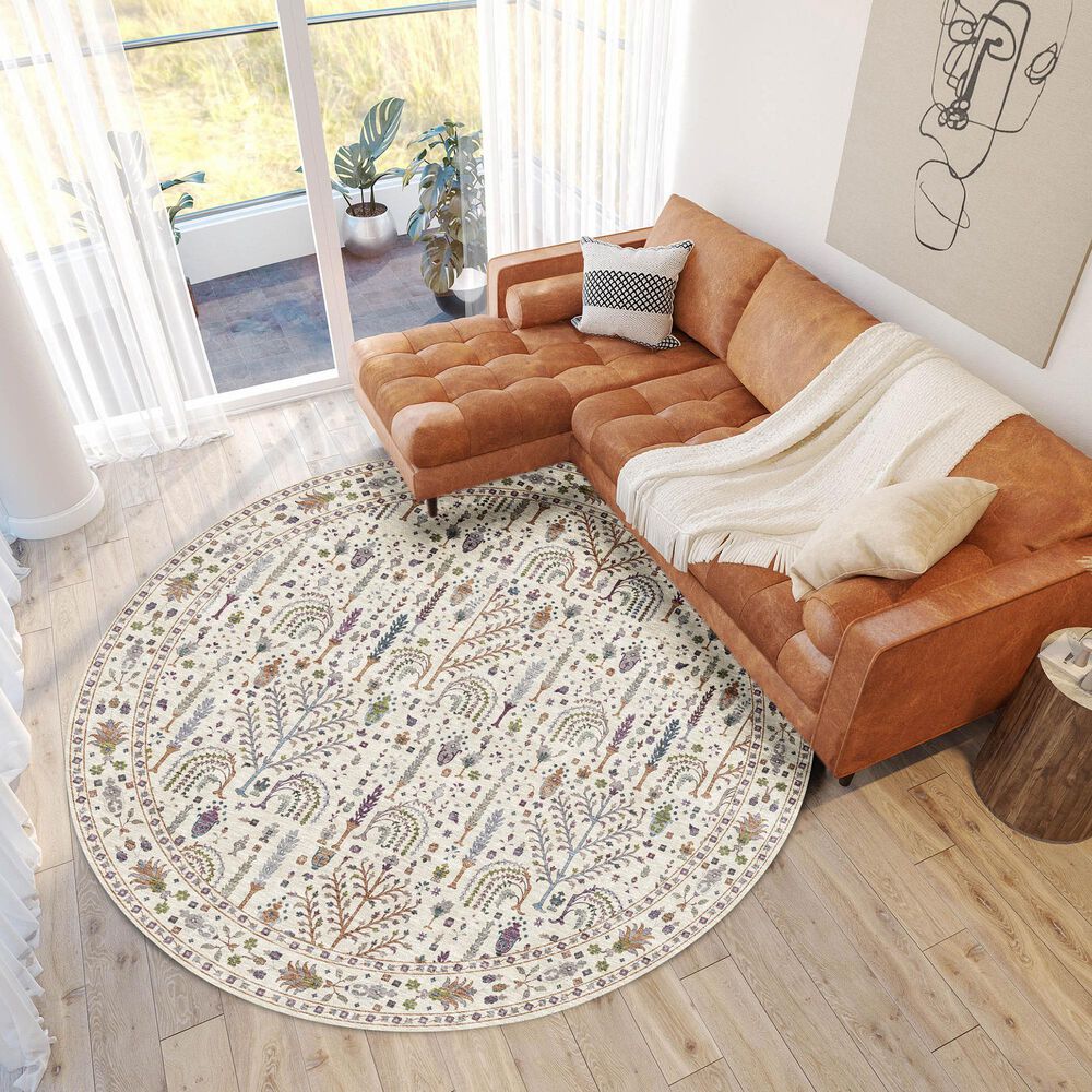 37B Hatay HY5 8&#39; Round Ivory Area Rug, , large