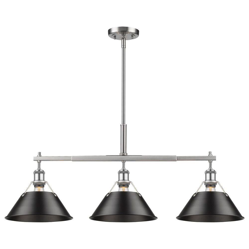 Golden Lighting Orwell 3-Light Linear Pendant with Matte Black Shade in Pewter, , large