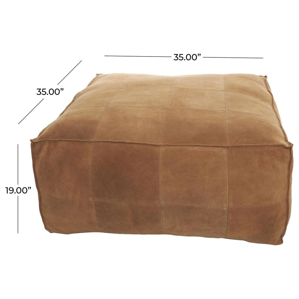 Maple and Jade 35&quot; Low Profile Square Stuffed Pouf in Brown, , large