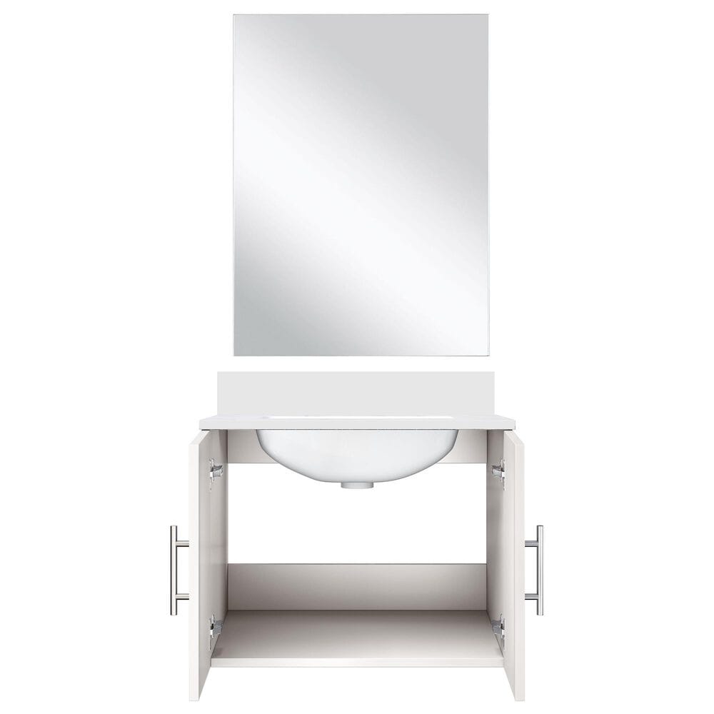 Lexora Home Geneva 24&quot; Single Bathroom Vanity in Navy Blue with 2 cm White Quartz Top, Rectangular Sink and 18&quot; Mirror, , large