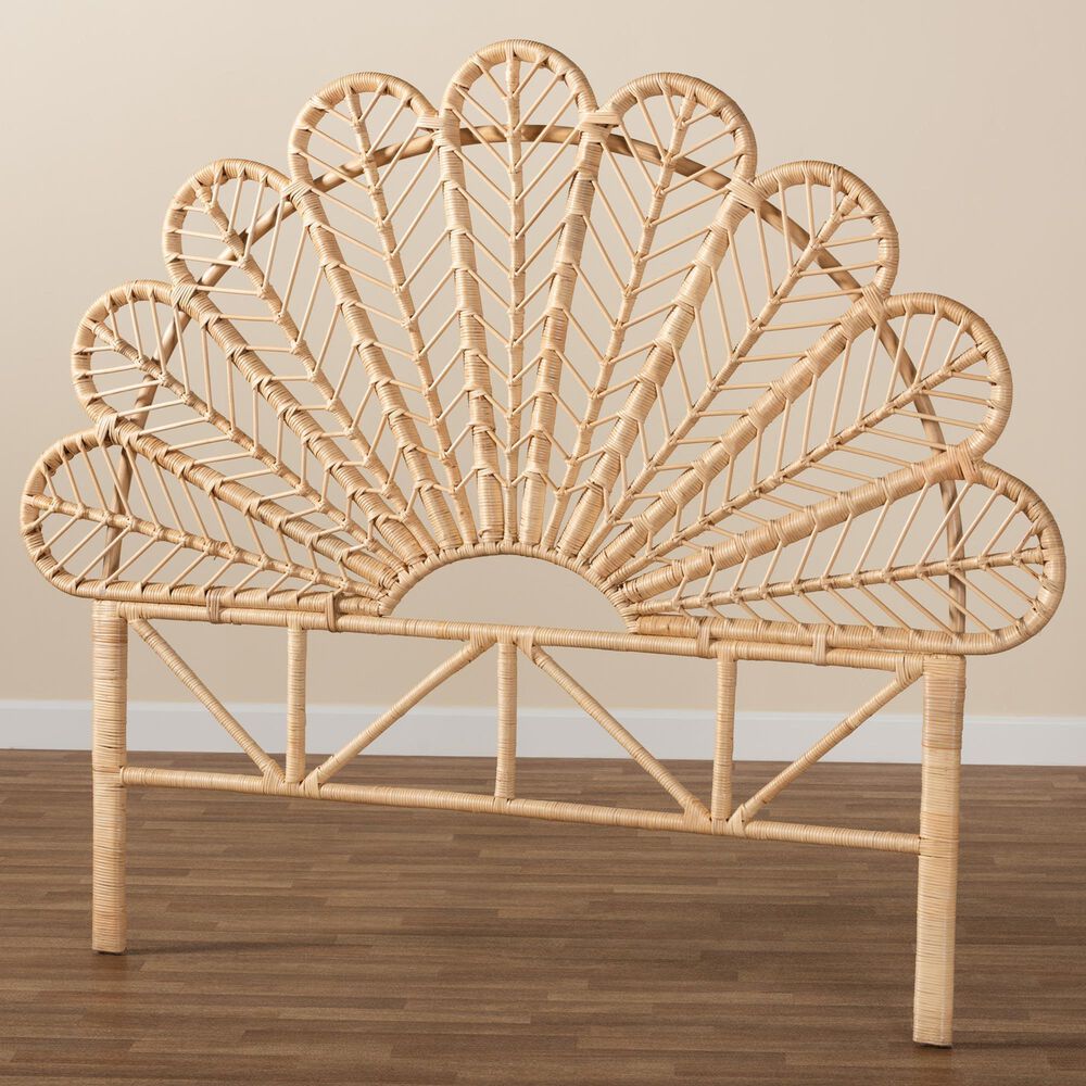 Baxton Studio Variel Queen Rattan Headboard in Natural Brown, , large