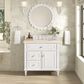 James Martin Vanities Lorelai 36" Single Vanity in Bright White with 3 cm Eternal Marfil Quartz Top, , large