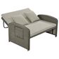 HOMLUX Wicker Rattan Double Chaise Lounge in Grey, , large