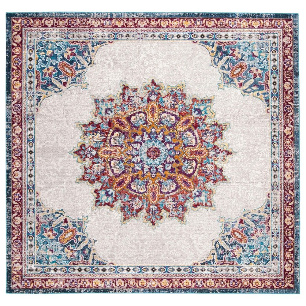 Safavieh Aria Oriental 6"6" Square Ivory and Navy Area Rug, , large