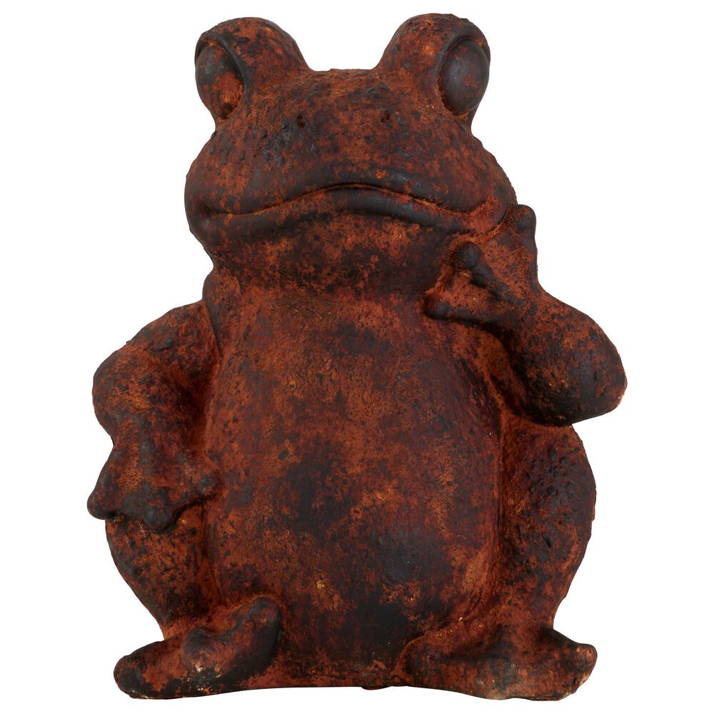 Maple and Jade 16" Rustic Magnesium Oxide Frog Garden Sculpture in Rust, , large