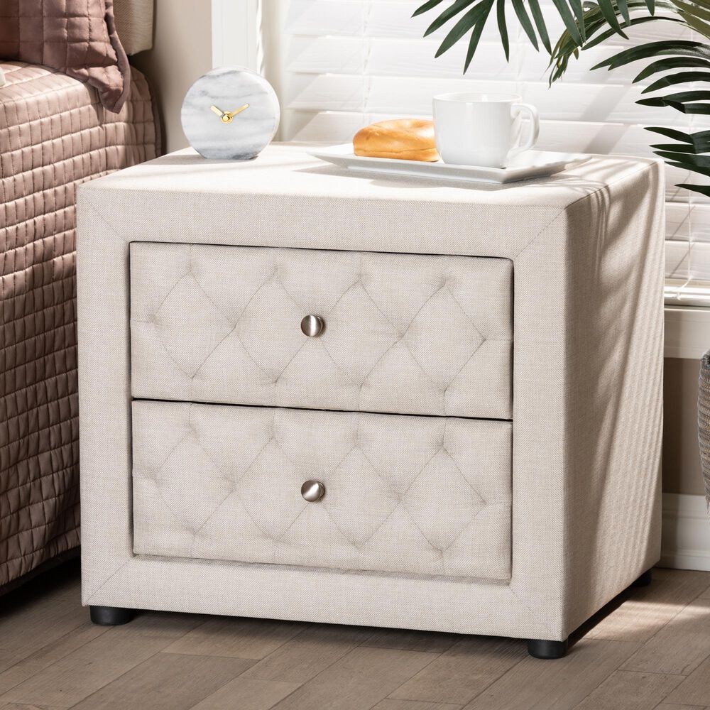 Baxton Studio Lepine 2-Drawer Nightstand in Light Beige, , large