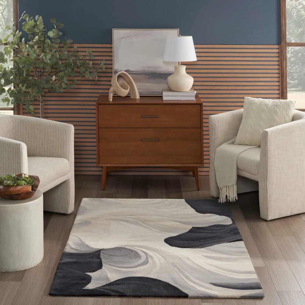 Nourison Prismatic Ivory and Black 3&#39;9&quot; x 5&#39;9&quot; Area Rug, , large