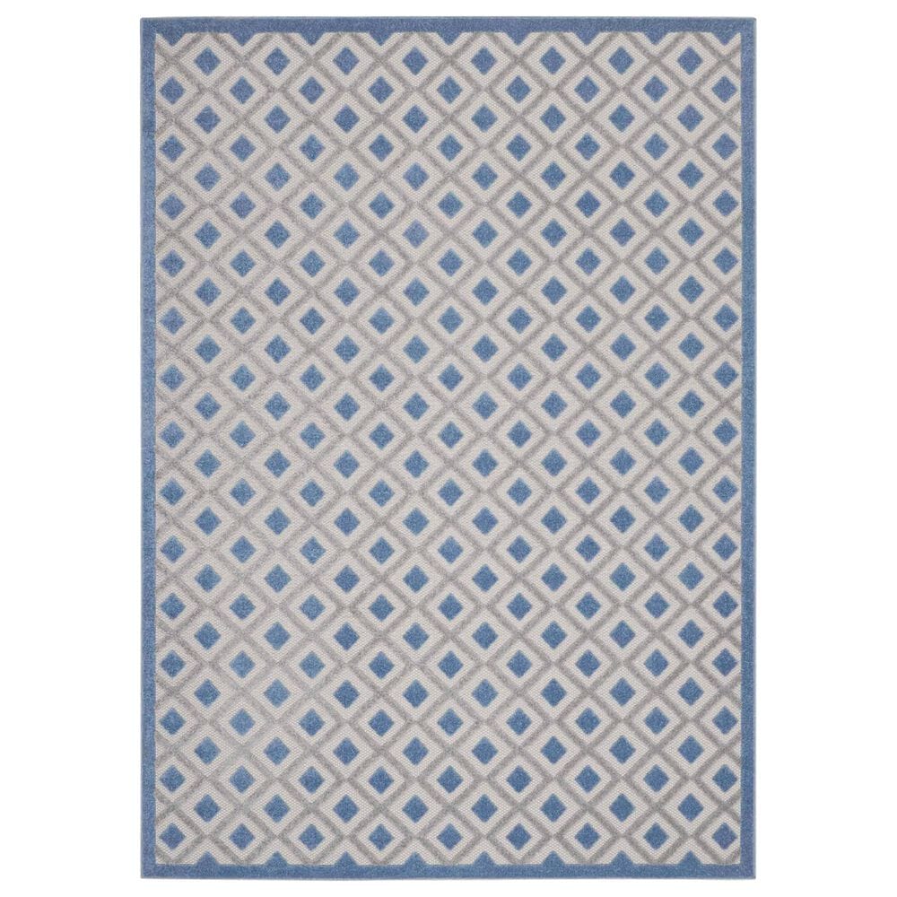 Nourison Aloha ALH26 12" x 15" Blue and Grey Indoor/Outdoor Area Rug, , large
