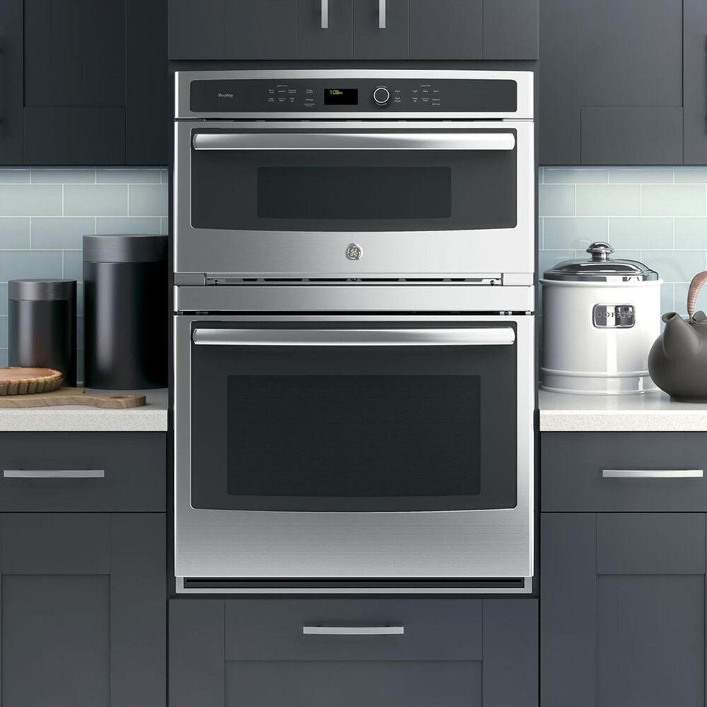 GE Profile 2- Piece Kitchen Bundle with a 30" Gas Cooktop and a 30" Built-In Combination Microwave/Wall Oven in Stainless Steel, , large