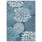 Nourison Garden Oasis GOA06 Navy 5" x 7" Indoor/Outdoor Area Rug, , large