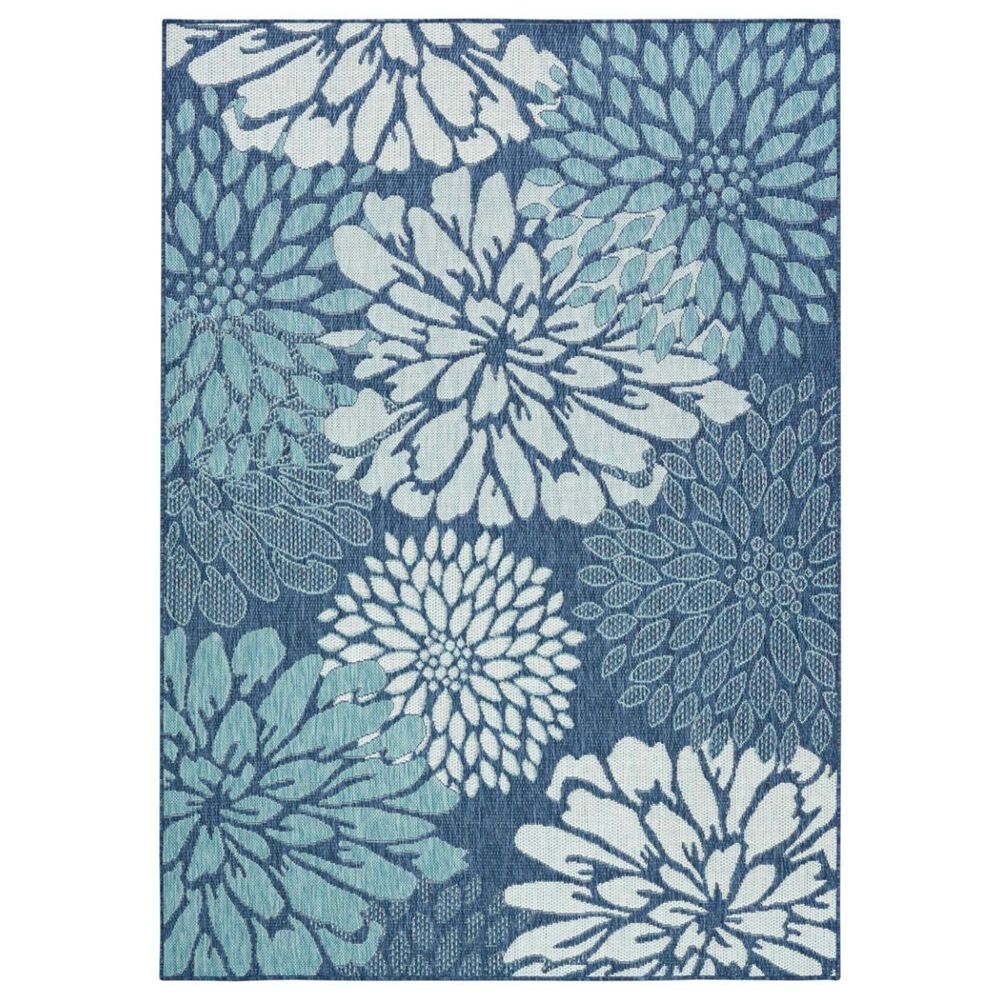 Nourison Garden Oasis GOA06 Navy 5" x 7" Indoor/Outdoor Area Rug, , large